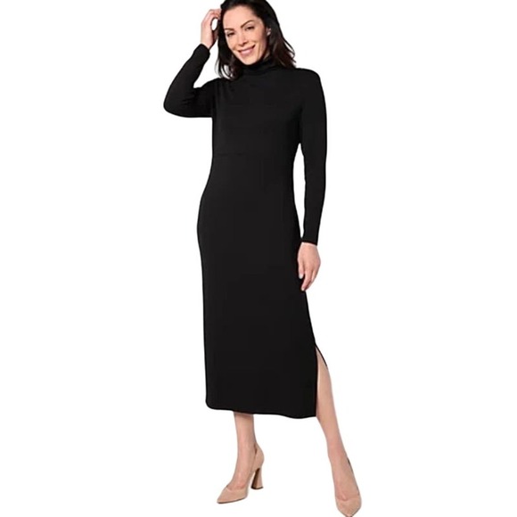 NWT Women Control LargeJersey Tummy Control Midi Dress BLACK - Picture 1 of 4